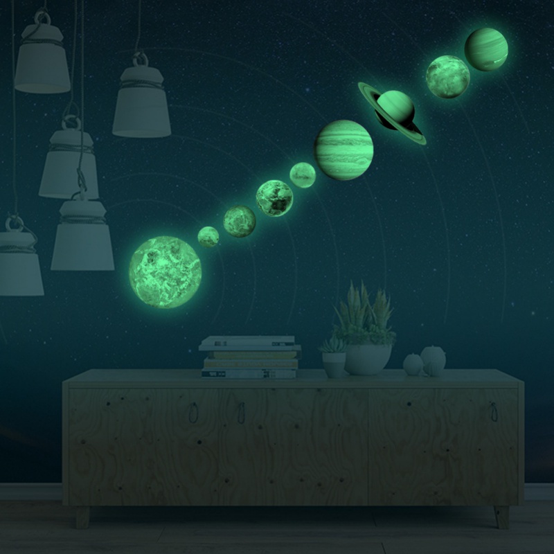  Glow  In The Dark  9 Planets Solar System Wall  Stickers 