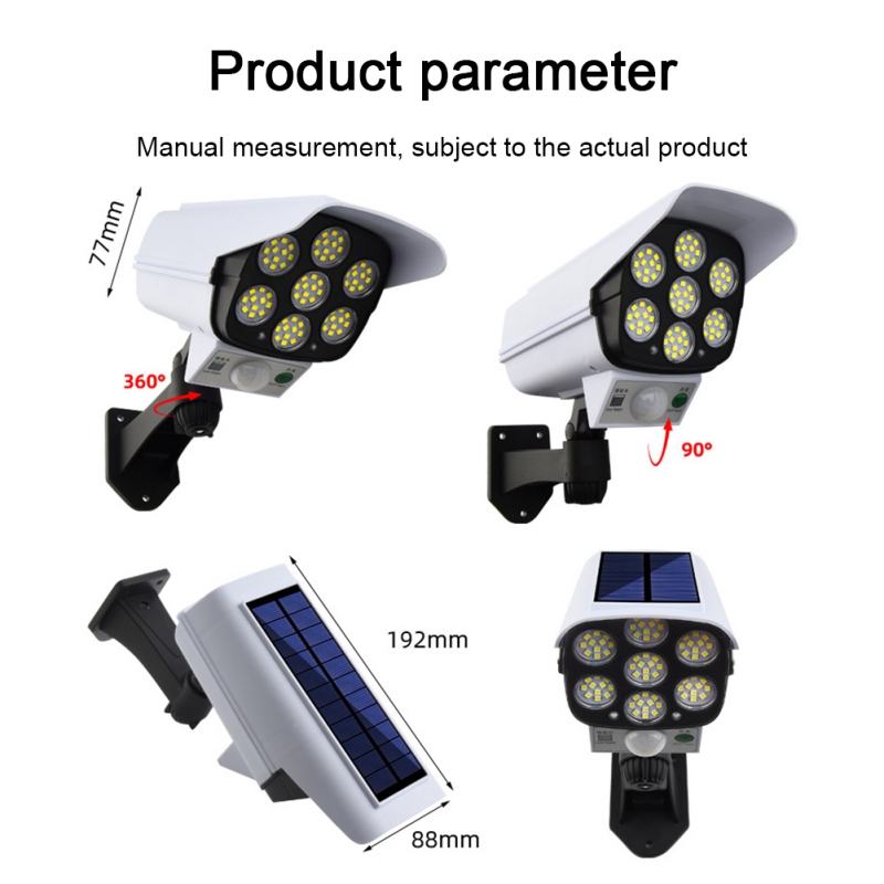 LED Solar Power Light PIR Motion Sensor Wall Lamp Security Fake Camera Outdoor& 