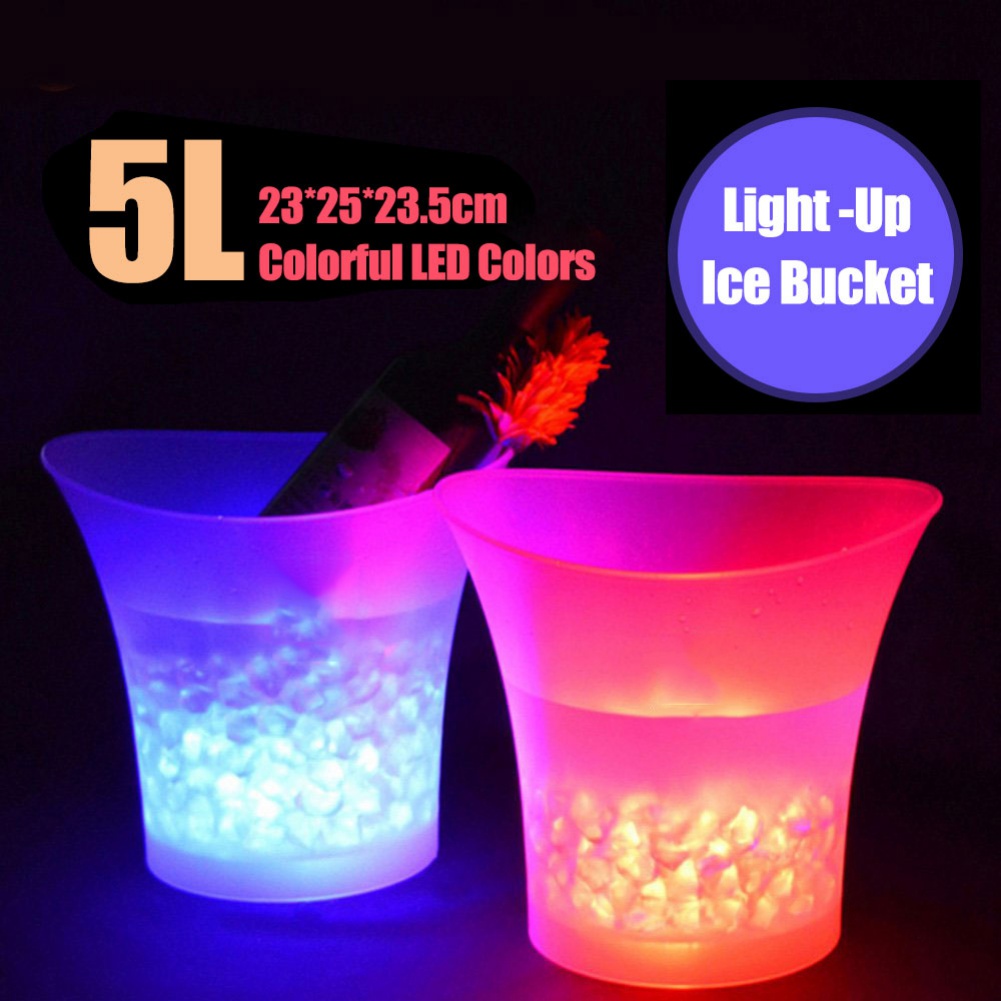 7 Color LED Light Ice Bucket Party Pub Wine Drinks Beverage Beer Tray