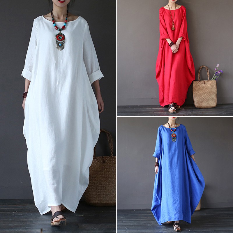 cotton linen long dress