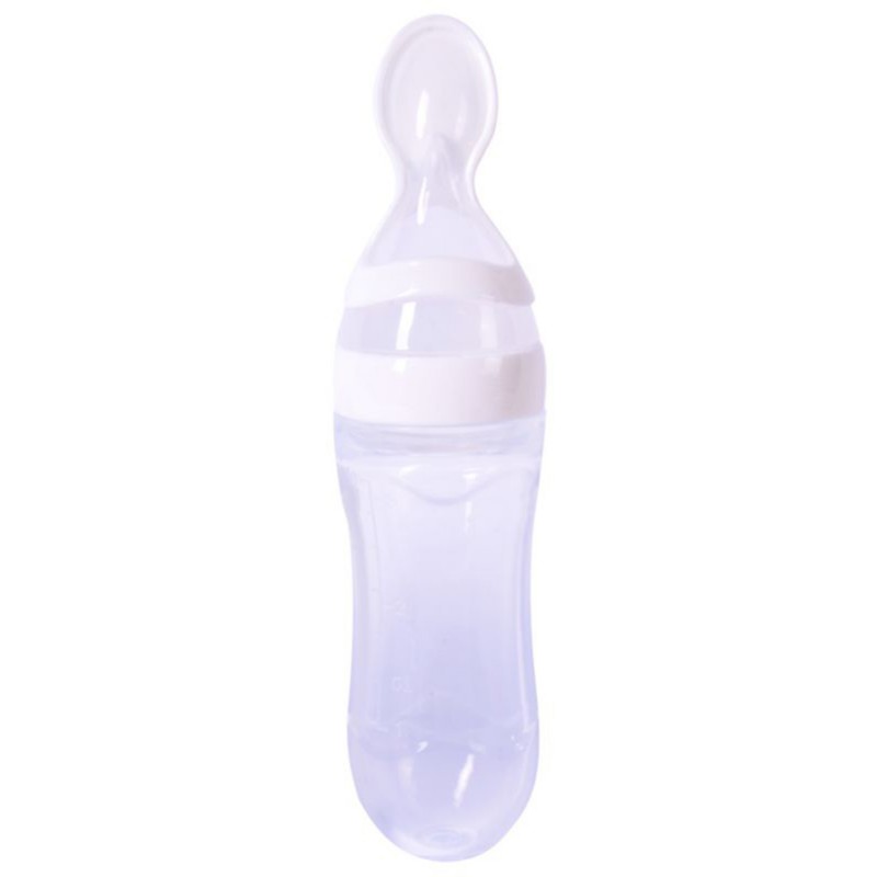 Baby Silicone Squeeze Feeding Bottle With Spoon Food Rice Cereal Feeder ToolWCH 