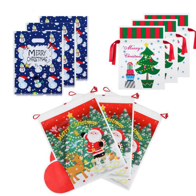 12 Pcs Small Christmas Gift Bags Holiday Gift Wrap Bag Handles Xmas